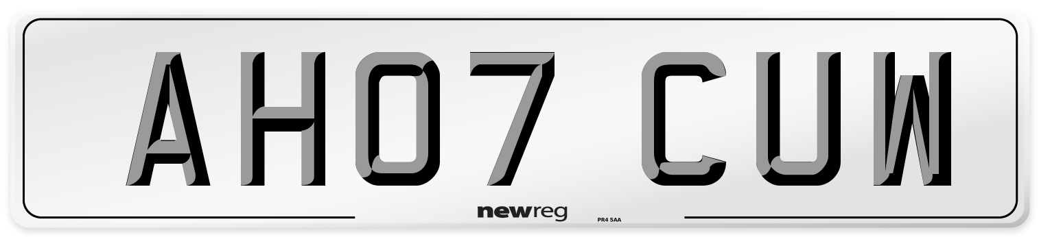 AH07 CUW Number Plate from New Reg